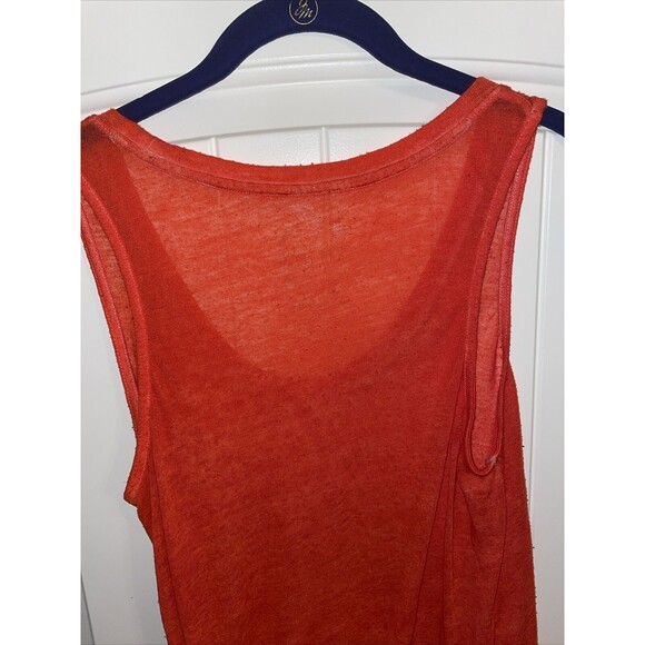 Lucky Brand Orange Ganesha Elephant Tank Top distressed boho gold baggy small - Picture 8 of 8
